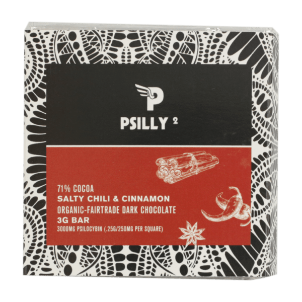 Psilly - Dark Chocolate Bar - Salty Chili & Cinnamon | Shrooms Toronto Canada