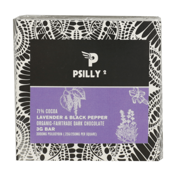 Psilly - Dark Chocolate Bar - Lavender & Black Pepper | Shrooms Toronto Canada