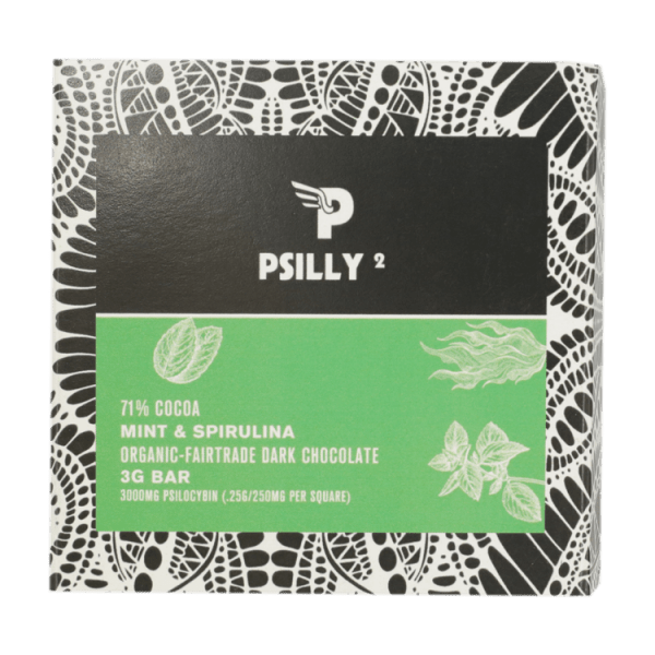 Psilly - Dark Chocolate Bar - Mint & Spirulina | Shrooms Toronto Canada